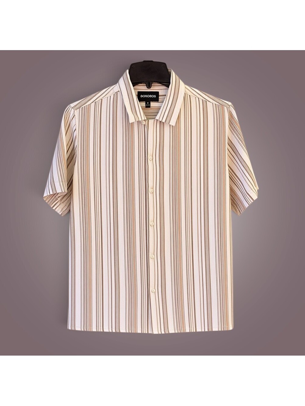 Bonobos Sh Sleeve Shirt Cream/Brown | M